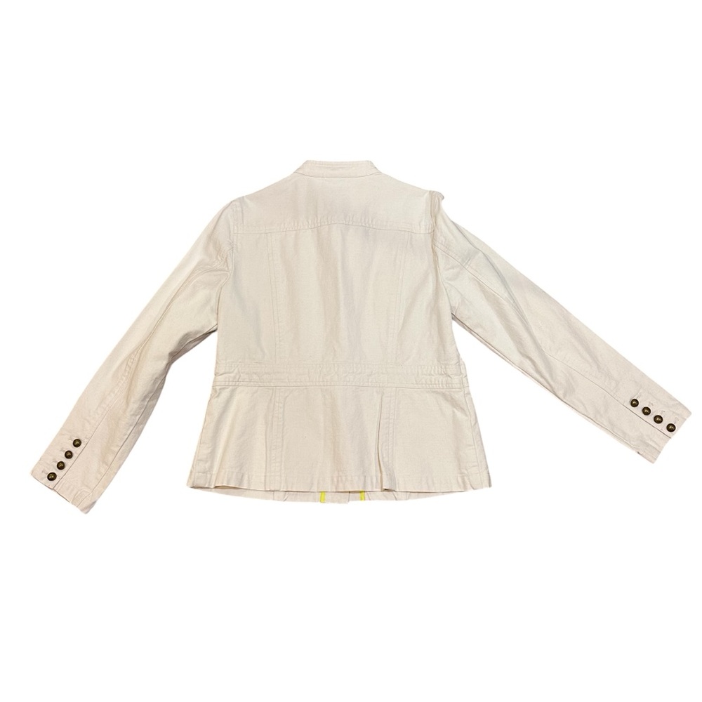 Liz Claiborne Ladies Denim Jacket with metal brass buttons Ivory Size Large NEW - Picture 2 of 9